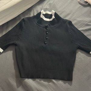 black striped ribbed knit top